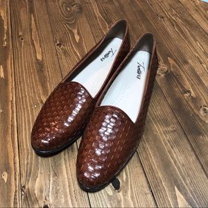 Trotters Woven Cognac Leather Loafers